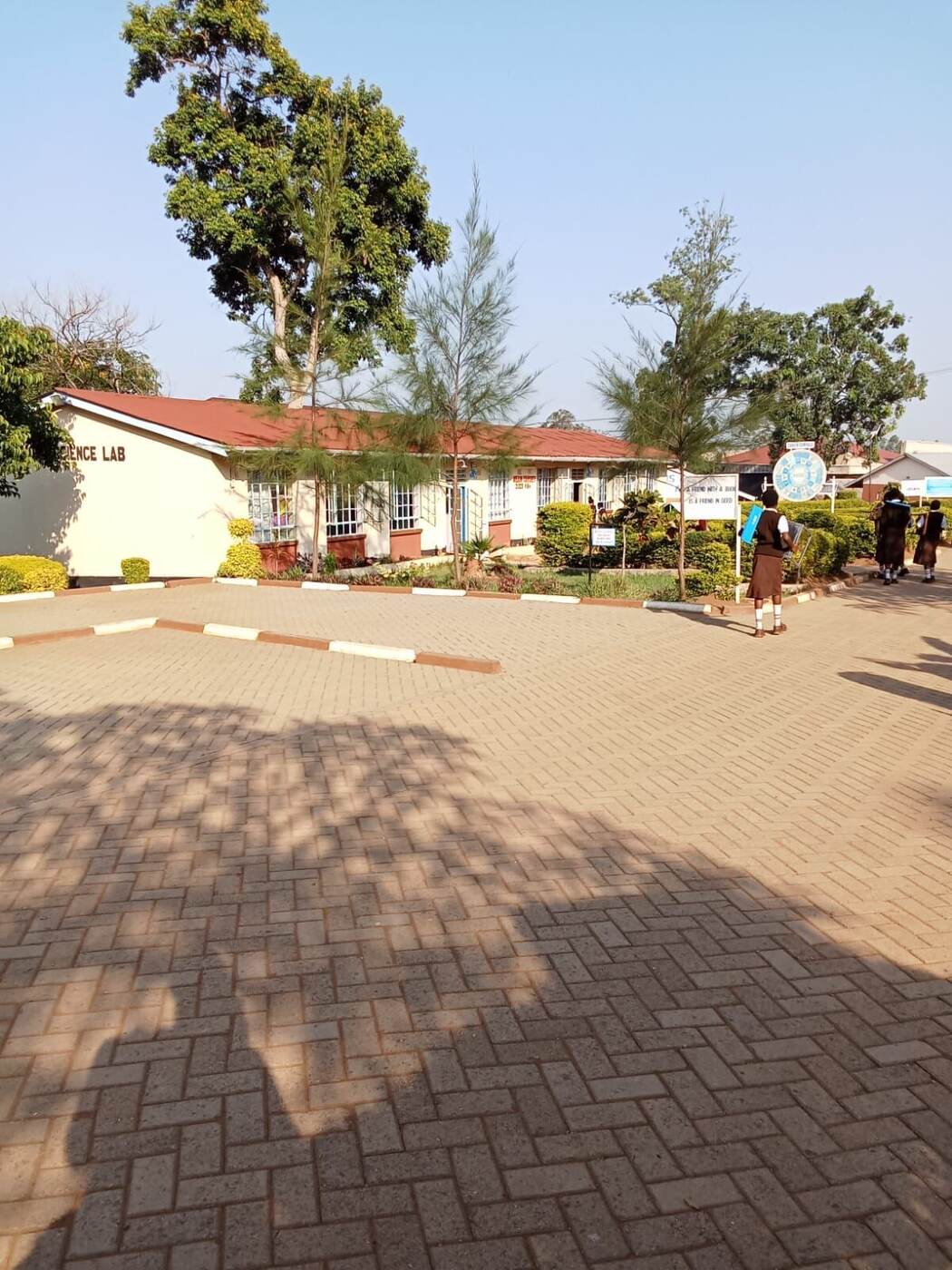 Tree-lined walkway through the Ogande Girls' High School campus